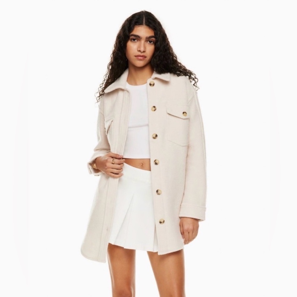 Aritizia Wilfred Oversized The Ganna Button Front Shirt Jacket Cream Color XS - Picture 1 of 13